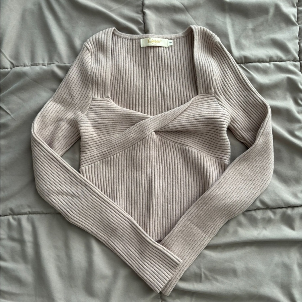 Beige Long Sleeve Top